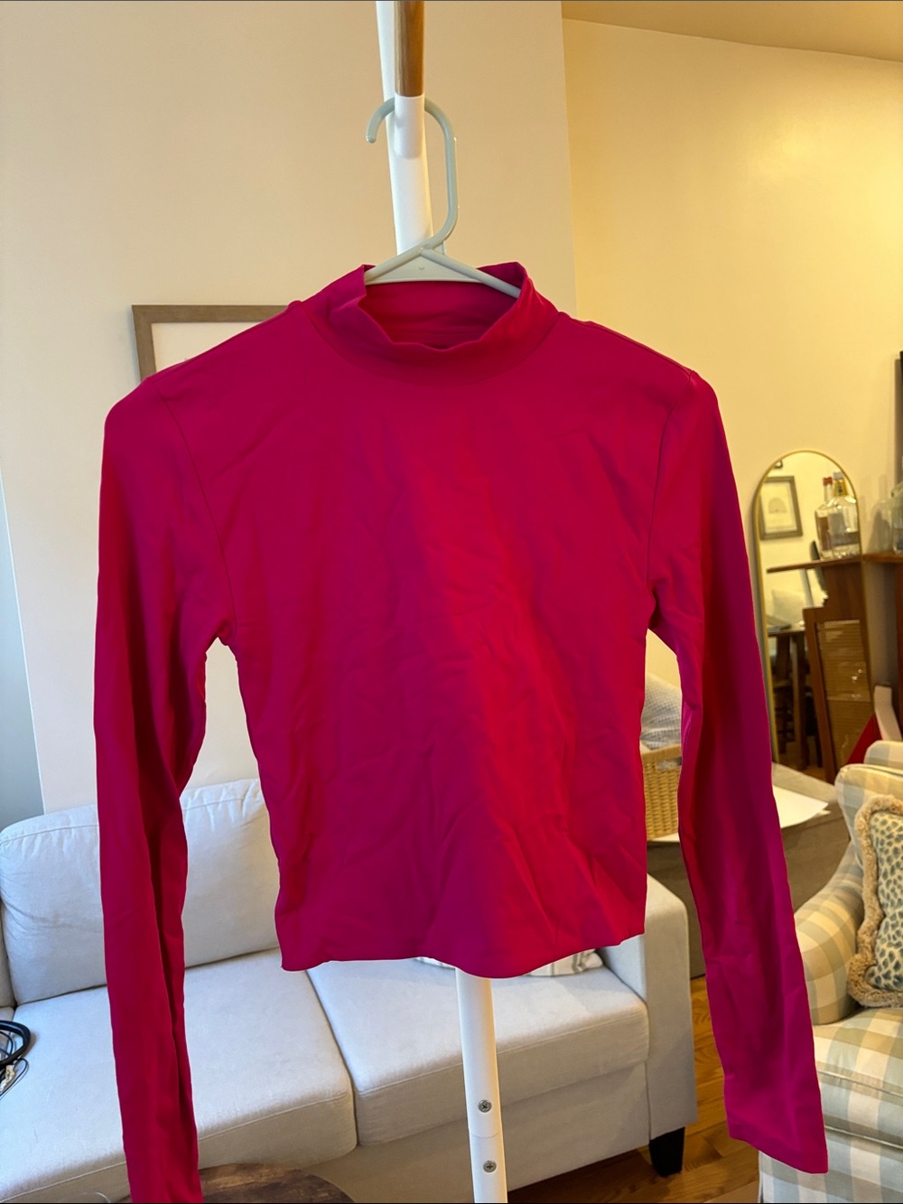 Aritzia Long-Sleeve Mock Neck Top - Fuchsia Pink